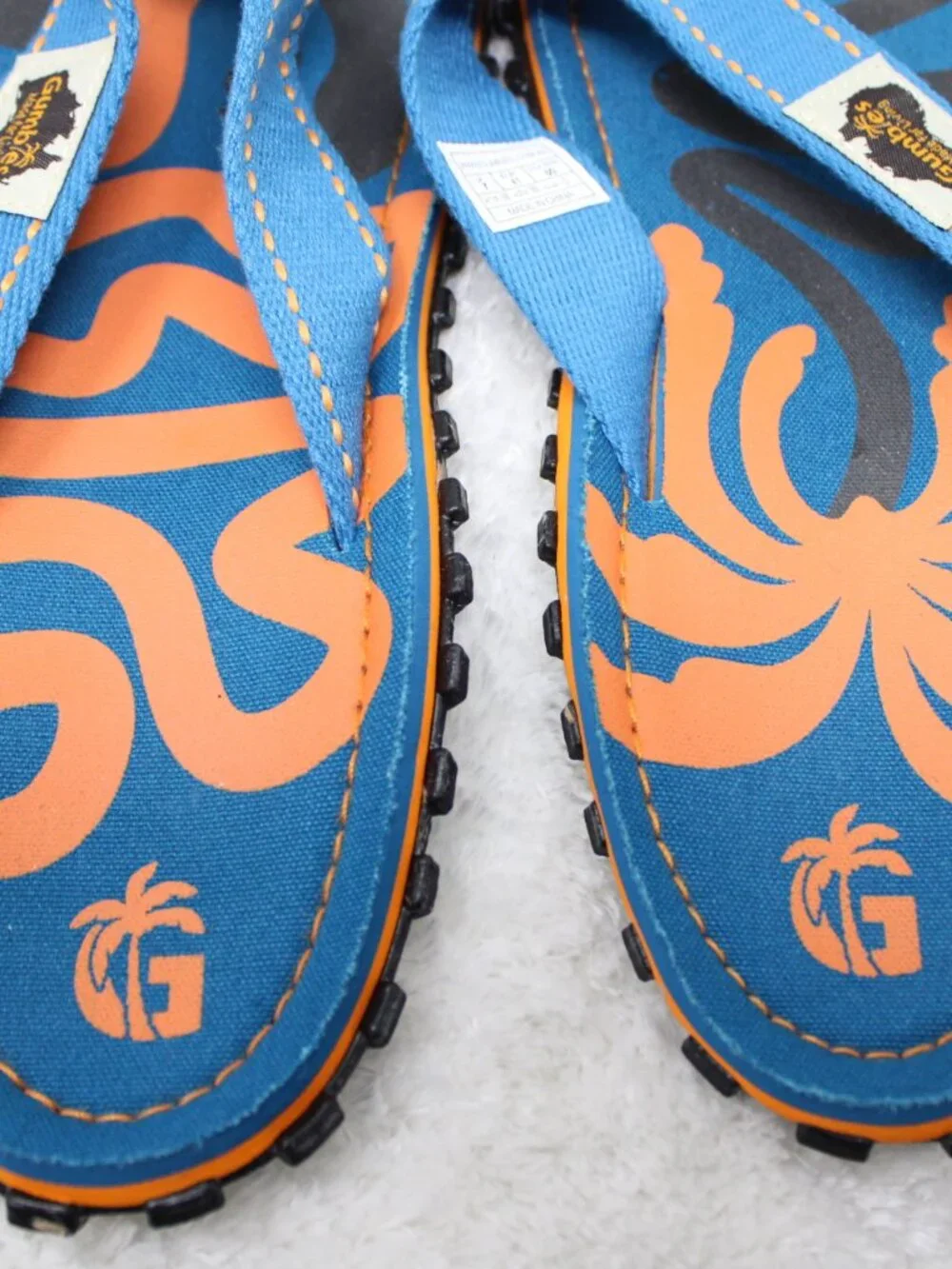 Gumbies Islander Canvas Flip Flops Sandals Mens 8 Womens 9 Blue Tropical Print